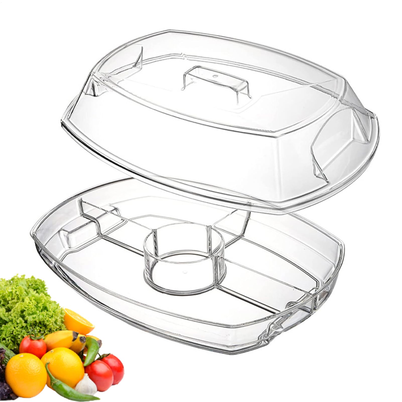 Plateau de service glacé avec couvercle et 4 compartiments pour buffet