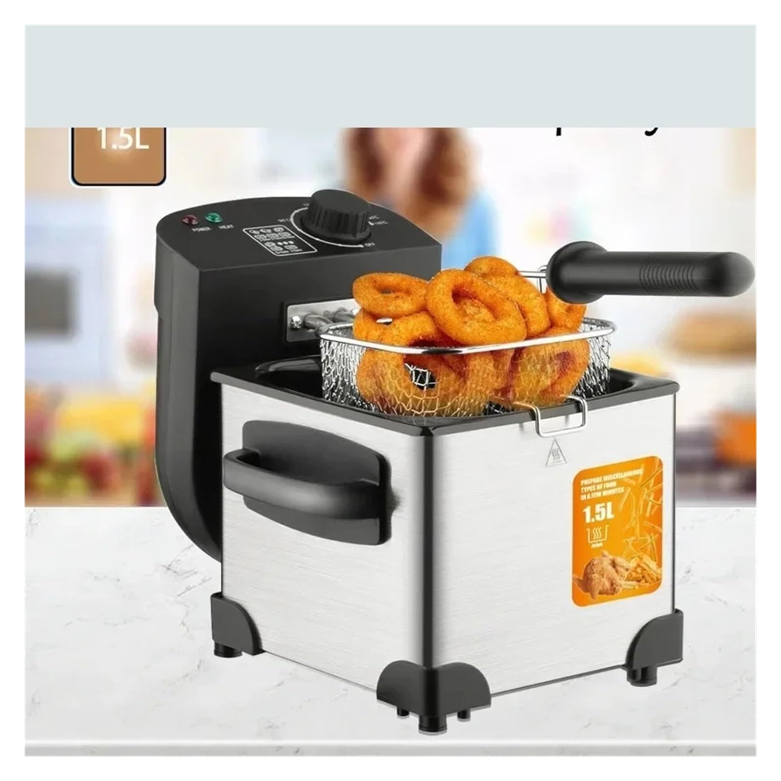 Friggitrice Elettrica Domestica Da 1,5 Litri For Pollo Fritto Commerciale Sicurezza Facile Da Pulire