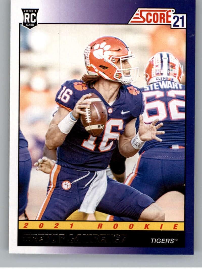 2021 Score 1991 Throwback Rookie #1 Trevor Lawrence Clemson Tigers Official NFL Football Trading Card in Raw (NM or Better) Condition