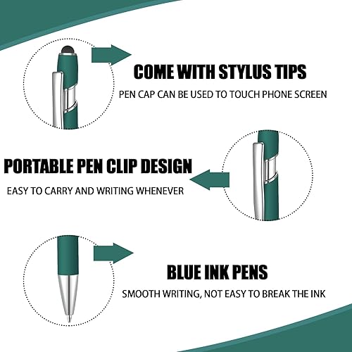 Miniatura 2 de 6 bolígrafos de tinta azul con punta de lápiz digital 2 en 1, bolígrafos de metal, para pantallas táctiles, escuela, oficina, compañeros de trabajo