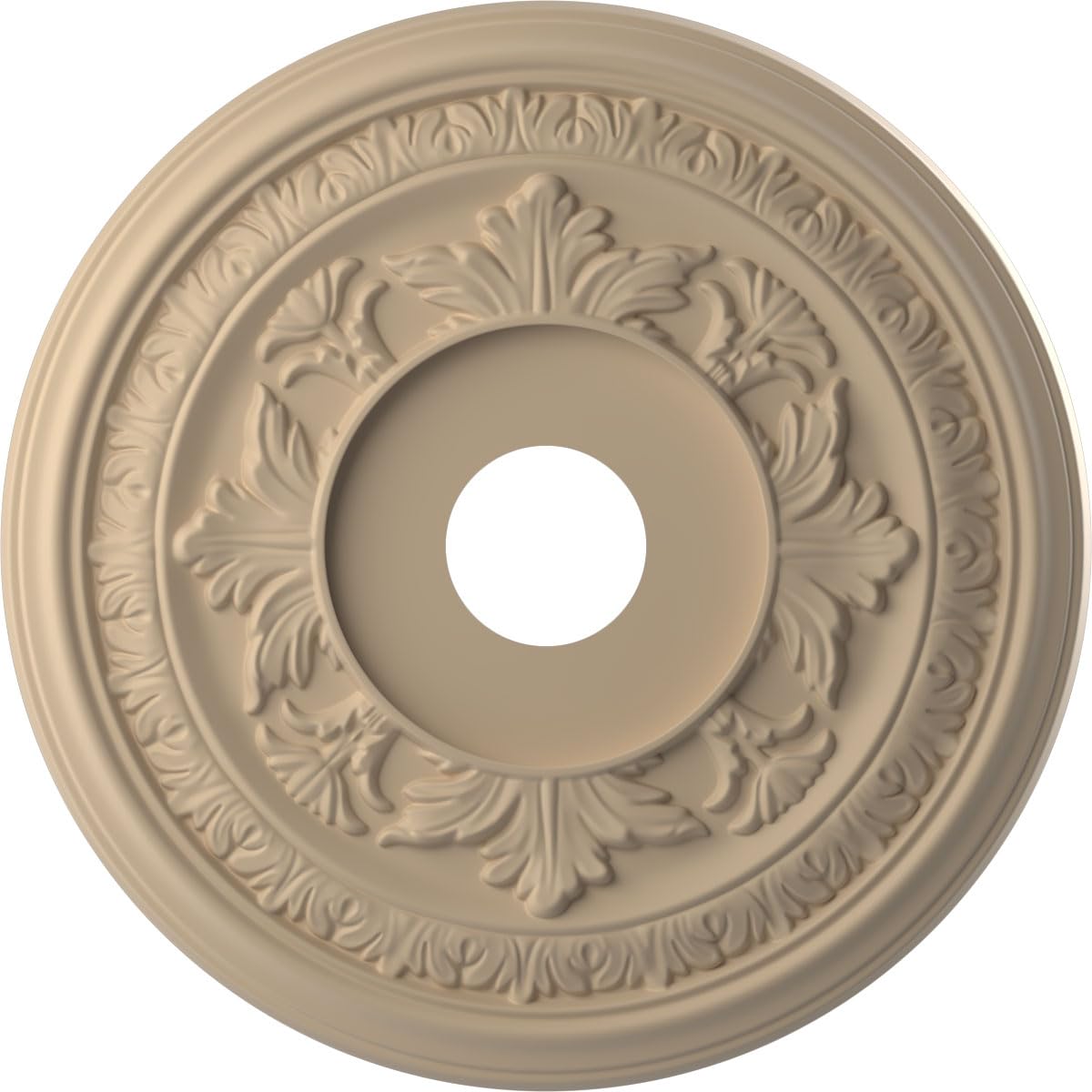 19"OD x 3 1/2"ID x 1"P Baltimore Thermoformed PVC Ceiling Medallion (Fits Canopies up to 7 3/4"), UltraCover Satin Smokey Beige