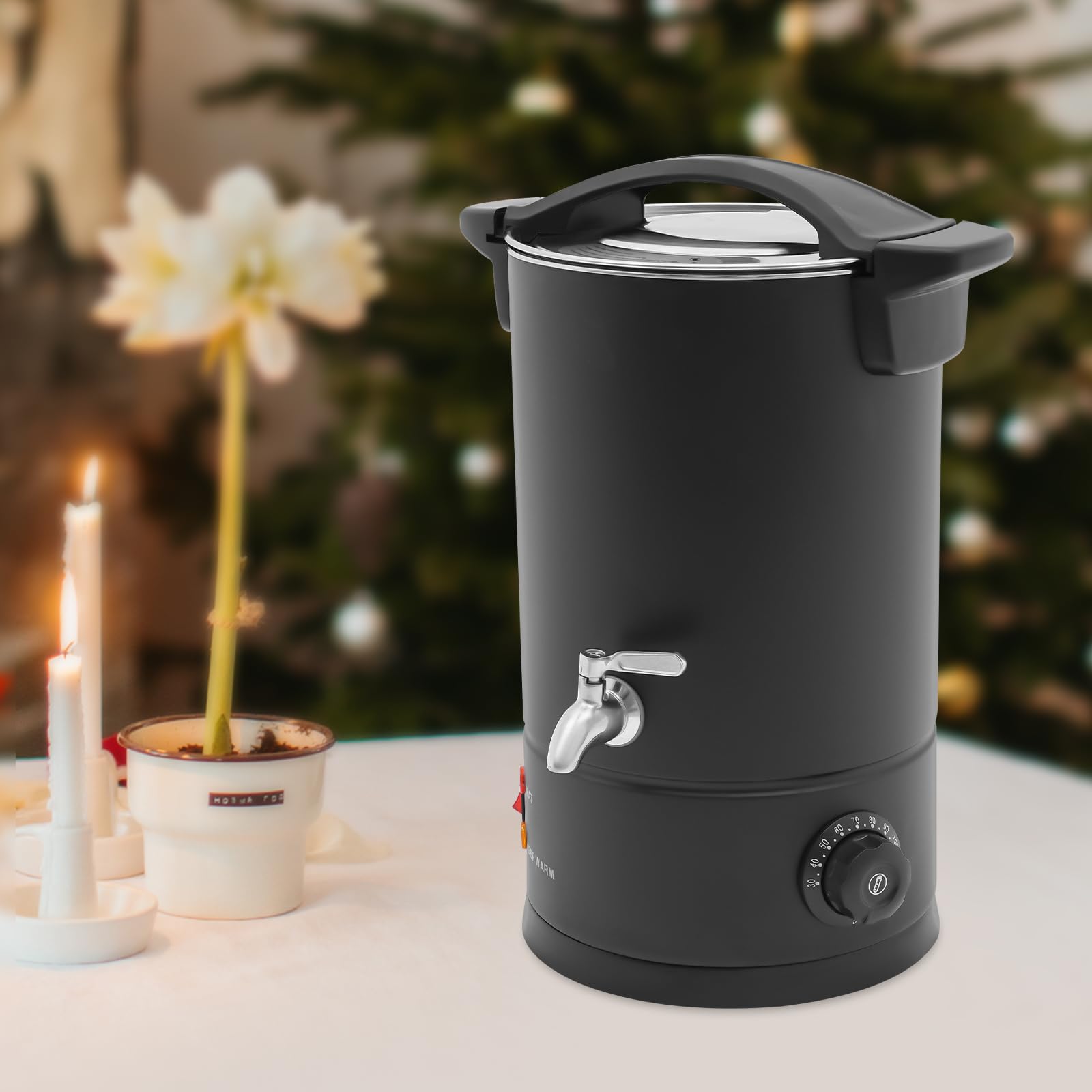 Electric Wax Melter, 110V 1200W Large Commercial Wax Melt Oven, Stainless Steel Wax Melting Pot with Faster Pour Spout & Accurate Temperature Control for Candle Making (8L Black)