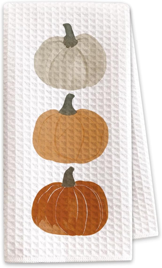 1PCS Thanksgiving Pumpkin Decor Hand Towels for Gifts Women,Farmhouse Watercolors Pumpkin Fall Kitchen Tea Towels and Dishcloths,Anthropology Autumn for Kitchens,Bathrooms - A02