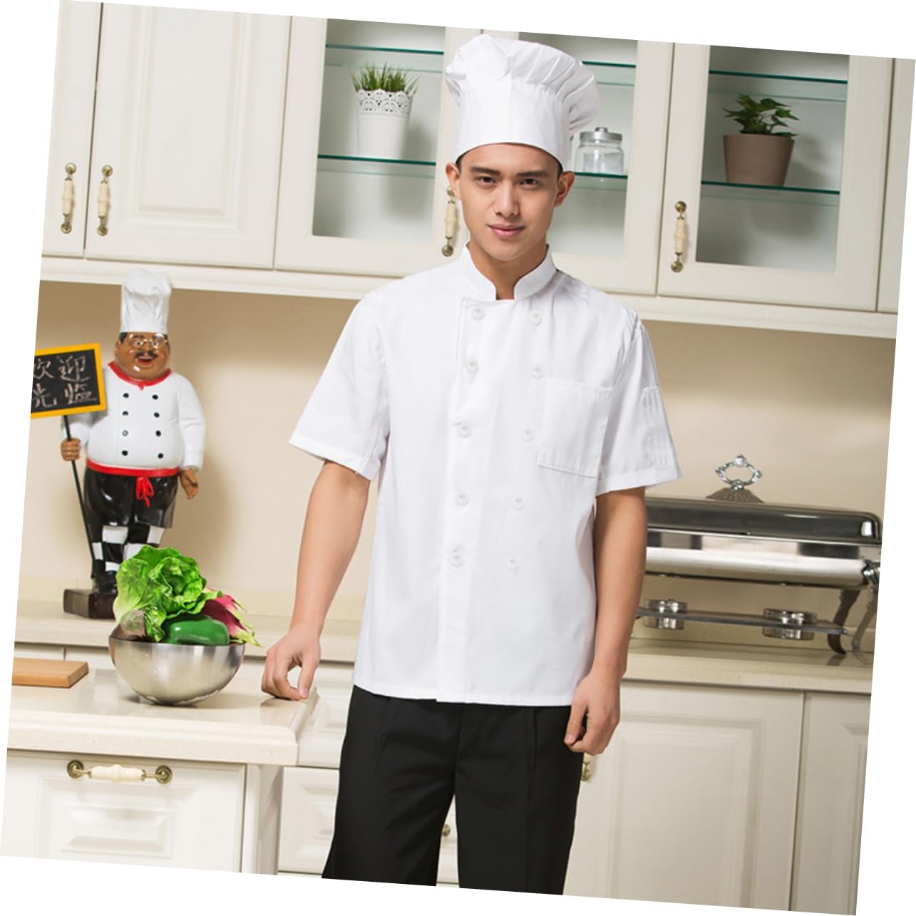 Chef Jacket Cotton Blend Double Breasted Uniform for Men Women Uniform