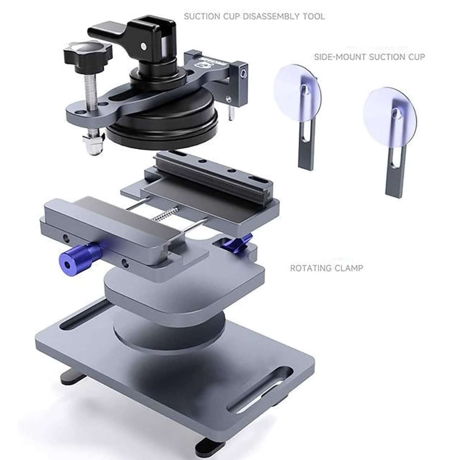Separatore per schermo cellulare, apri riparazione telefono con rotazione a 360 °, design multi-angolo di modifica, con forte ventosa, kit di riparazione cellulare per apertura schermo