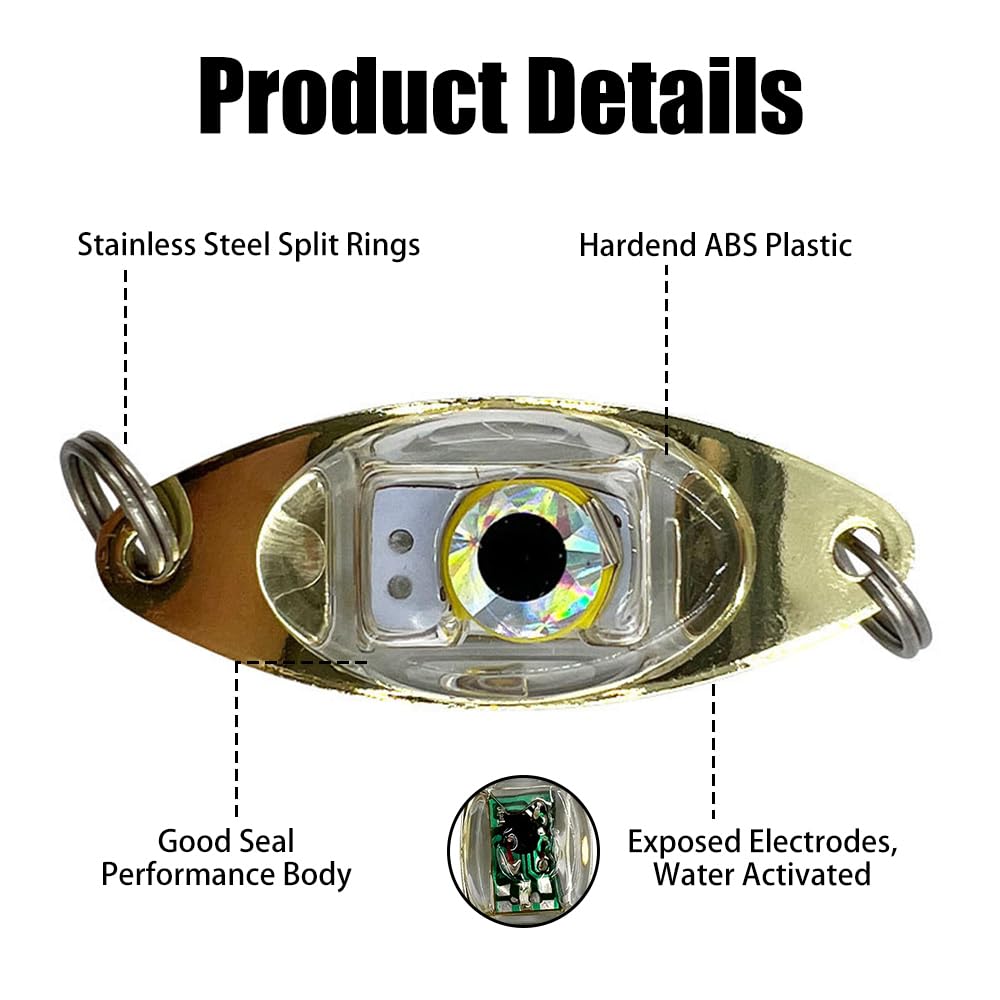 DONGKER 5 PCS Fishing Lure Lights,Fisheye Design Underwater Fishing Lamps for Boat Sea Ice Fishing