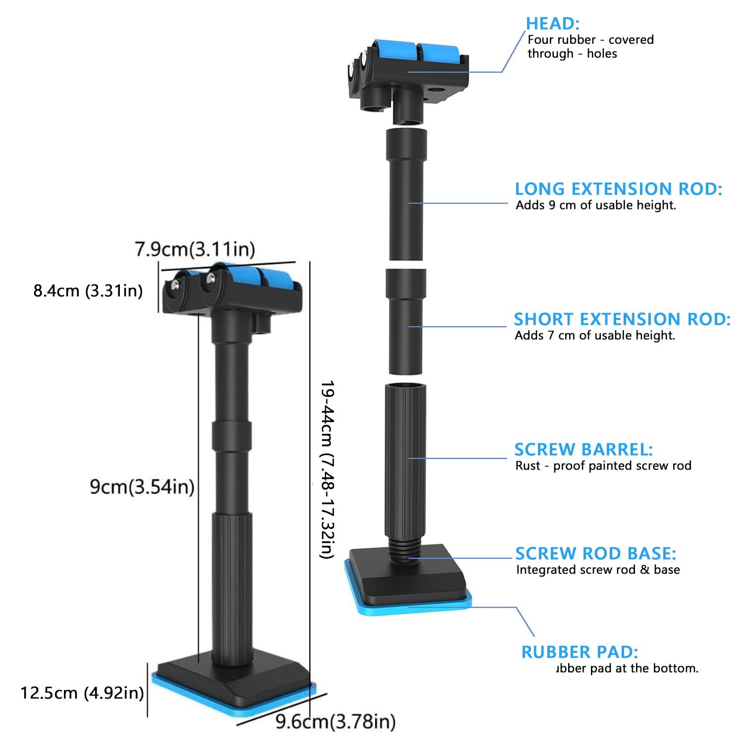 Telescoping Support Pole, Anti-Slip, Adjustable Lifting Pole for Leveling, Load-Bearing Cabinet Jack Rod for Shelves, Sink Base, Sofa Frame, Decks, Bathroom Remodeling, Construction Tasks