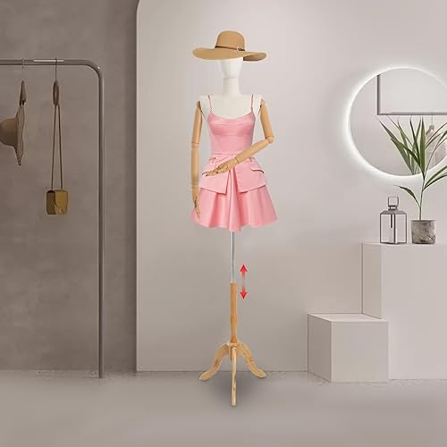 Miniatura 2 de Vestido de maniquí femenino con forma de torso, 61 a 79 pulgadas de altura ajustable, cuerpo de maniquí con base triangular para exhibición de joyas