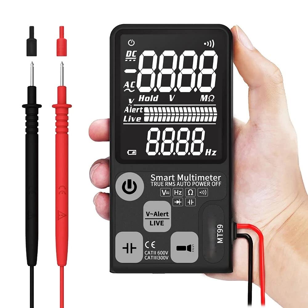 MT99 True RMS 9999 Counts Digital Multimeter Large EBTN LCD Screen 3-Line Display Fully Auto-Range