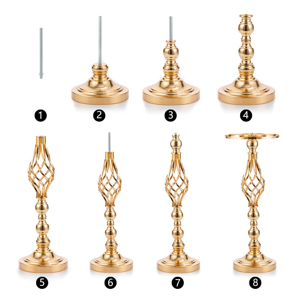 Sziqiqi Jarrón de Oro 49cm para Mesas Centro de Mesa de Boda, 2 Piezas Flor de Metal Cristal Decorativo para Fiesta Aniversario Ceremonia Fiesta Cumpleaños Evento Mesas De Recepción
