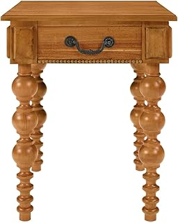 Vintage Narrow Wood End Table with Drawer MDF and Wood Sofa Side Table Bubble Design Spindle Legs for Farmhouse Living Room Practical(Natural)