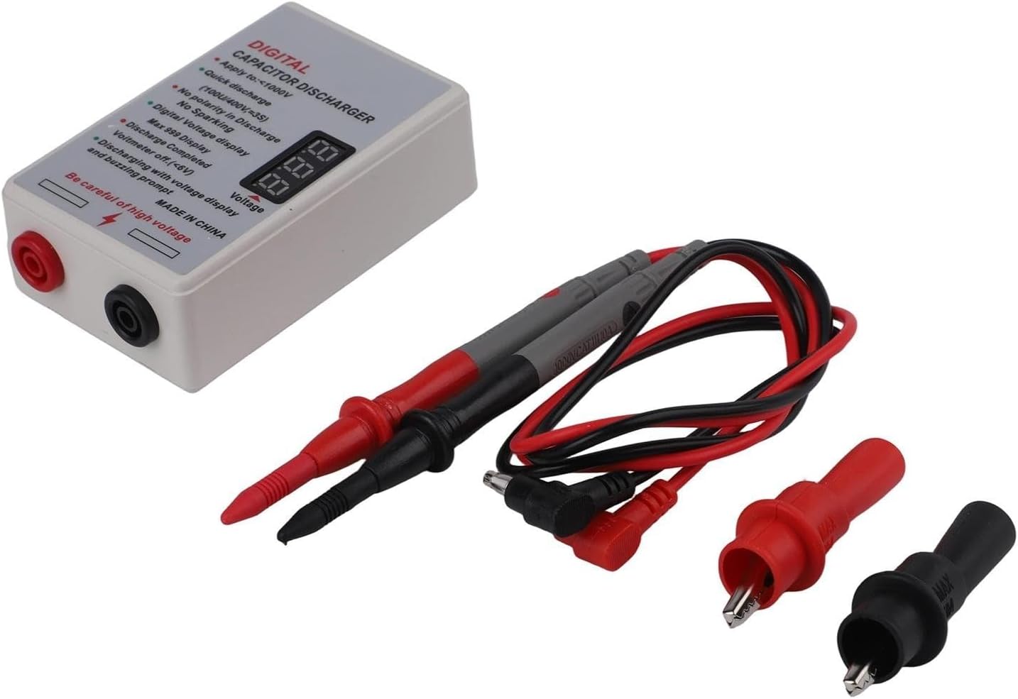 Digital Capacitor Discharger, Quick Discharge Voltage Tester Protection Electrician Voltage Discharge Tool, 5-1000V Fast Discharge Pen Discharger