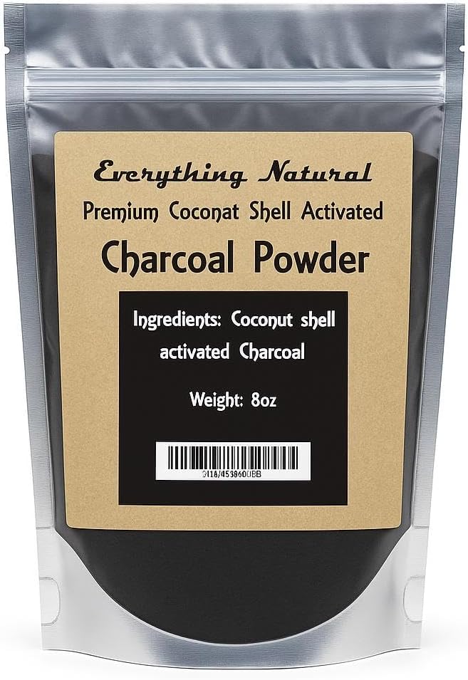 Everything Natural Pavlysh Extra Large Activated Charcoal Powder, Large 8 Oz. Food Grade, Teeth Whitener, Rejuvenates Skin, Detoxifier
