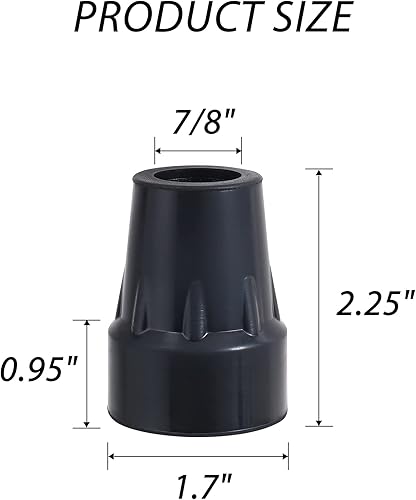 Miniatura 4 de Puntas de caña de 78 pulgadas Kotiorname Cane Rubber Tips de repuesto color negro, resistente, antideslizante, paquete de 4