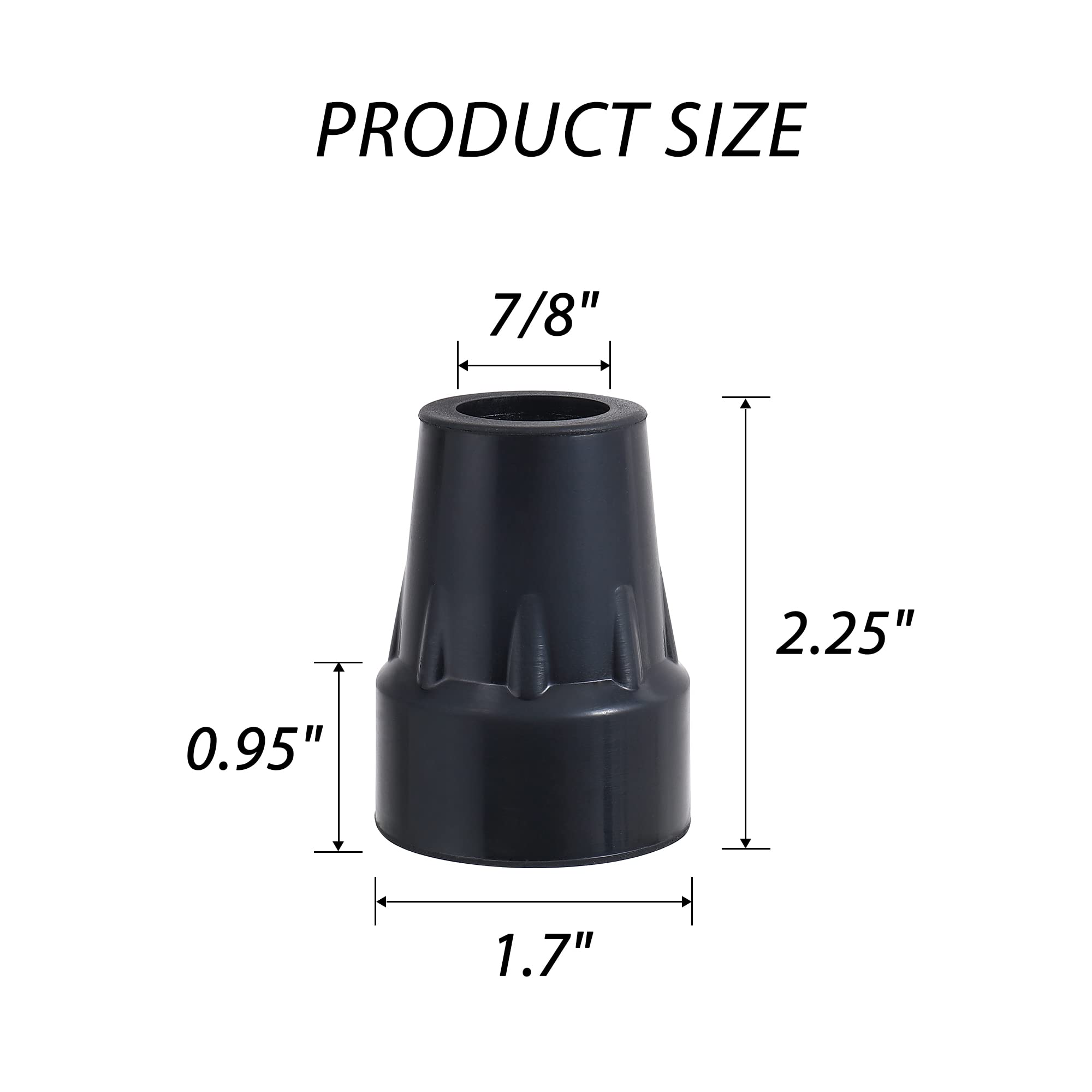 Końcówki trzcinowe 7/20.3 cm Kotiorname Crutch Heavy Duty Wymienne gumowe końcówki trzcinowe (4 sztuki, czarne)