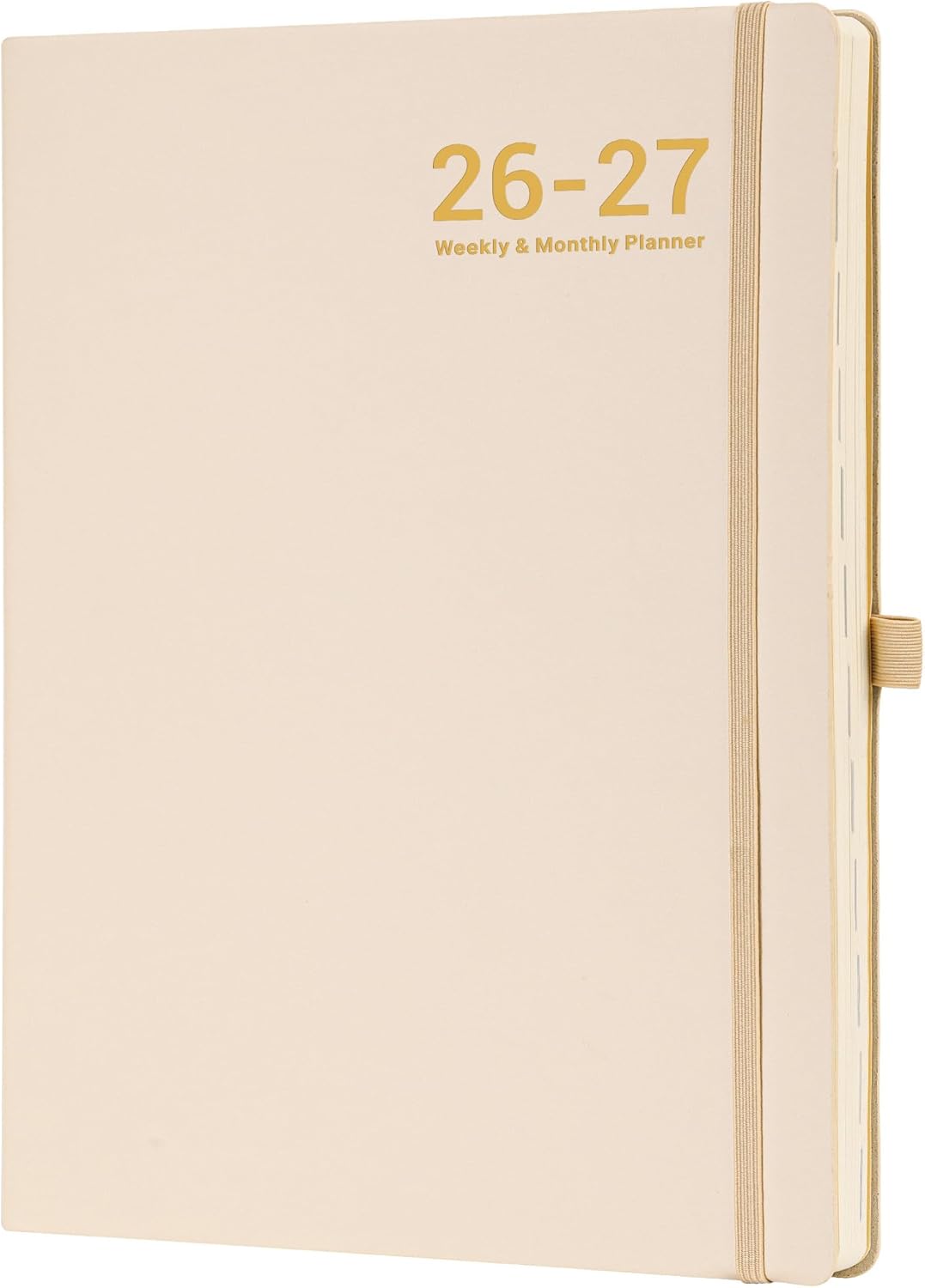 Planner 2026-2027 - JUL 2026 - JUN 2027, Academic Planner 2026-2027, Weekly and Monthly Planners, Leather Cover Planners with Thick Paper, Back Pocket with Notes Pages, Seashell Gold (8.5" x 11")