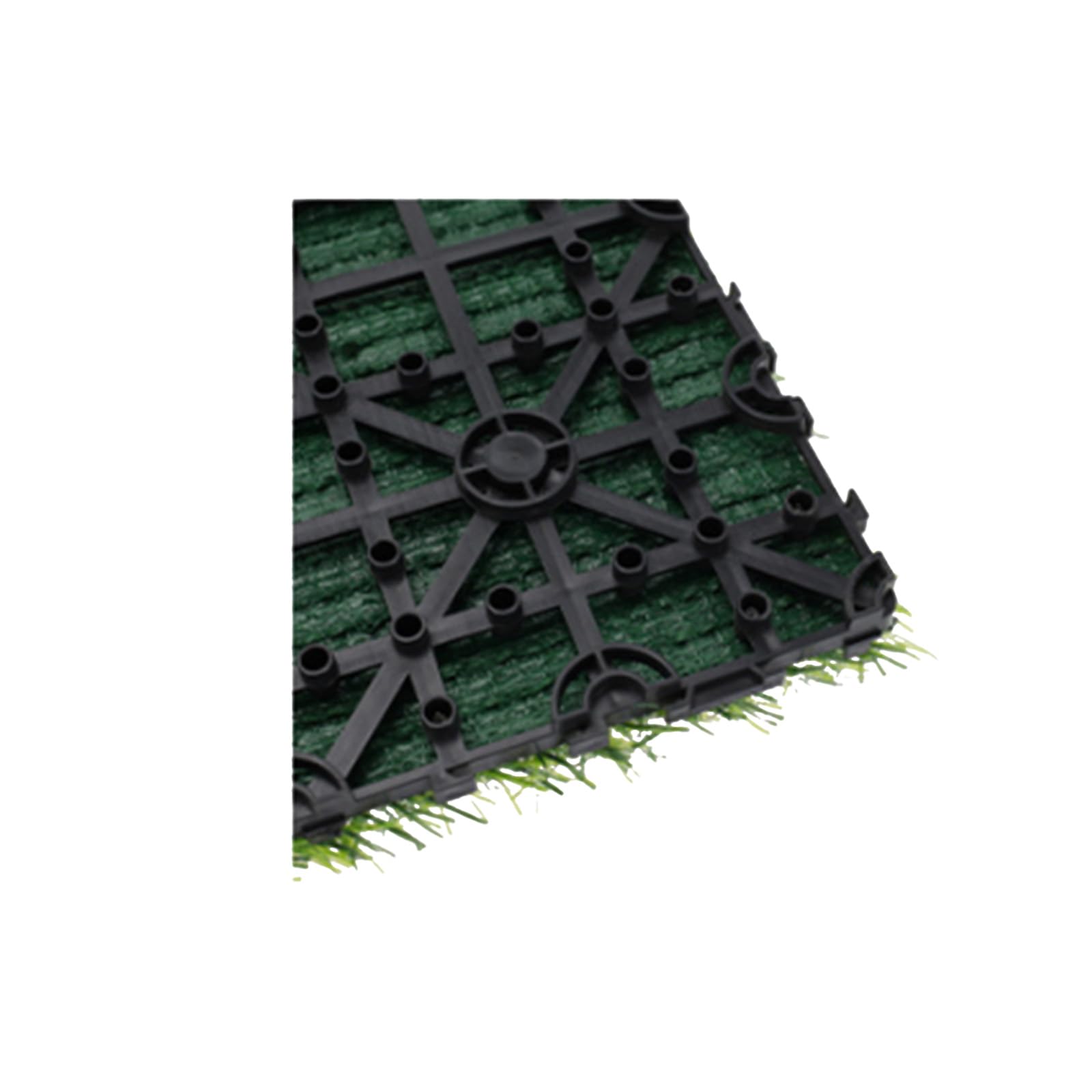 10 Piastrelle Erba Sintetica 30x30 cm – Pavimento da Giardino con Prato Artificiale, Verde, Incastro e Taglio Facile, 0.9 m²