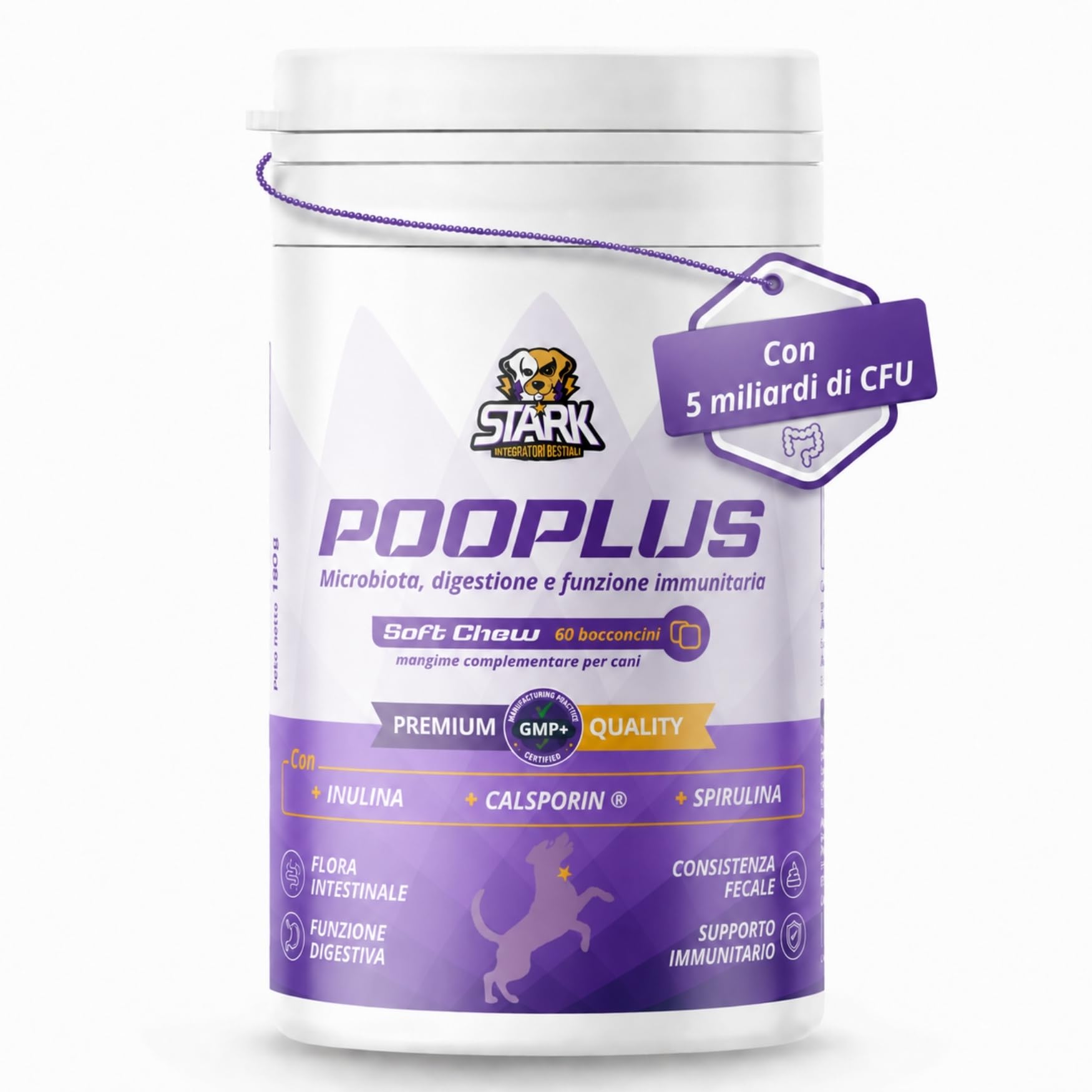 Probiotici Per Cani 60 Bocconcini 180g Prebiotici Cane 5 Miliardi CFU per Benessere Intestinale, Digestione, Diarrea Cane Probiotico Digestivo Cani Integratore Naturale Con Inulina, Zucca E Spirulina