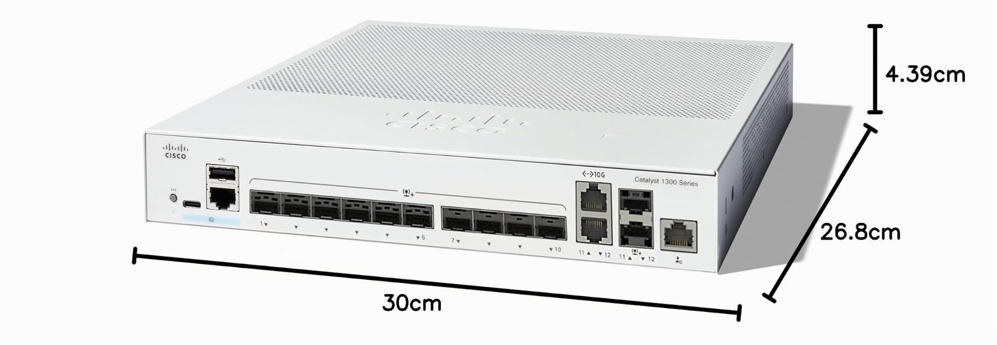Commutateur administrable Cisco Catalyst 1300-12XS, 10 Ports SFP+ 10G, 2 Ports SFP+ 10GE, Garantie limitée à Vie (C1300-12XS)