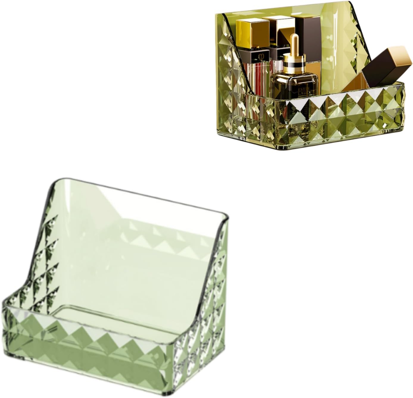 No‑Drill Wall‑Mounted Bathroom Organizer, Diamond Textured Skincare Makeup Storage Holder