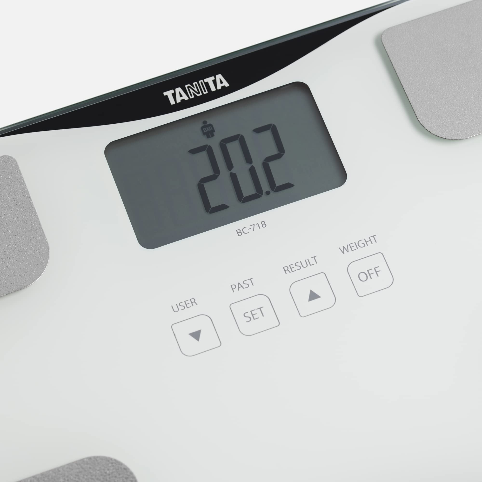 TANITA BC-718 Moniteur de Composition Corporelle Verre Ultra-Mince Reconnaissance Automatique Blanc