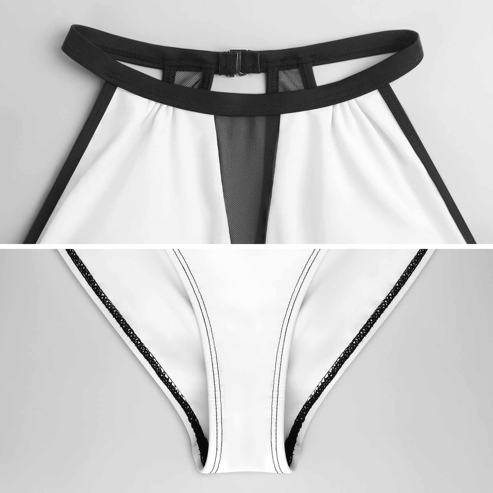 Trajes de baño con Control de Abdomen para Mujer, Adelgazante, Traje de baño de una Pieza Retro Halter Push up, Rojo 80s 90s, XXL