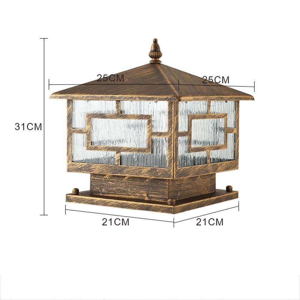 Colonna luminosa Bronzo rustico E27 Lampada a colonna Pareti in vetro impermeabili per esterni Colonne Lampada da stand Cancello esterno Illuminazione da prato Giardino Paesaggio Lampione stradale Lam