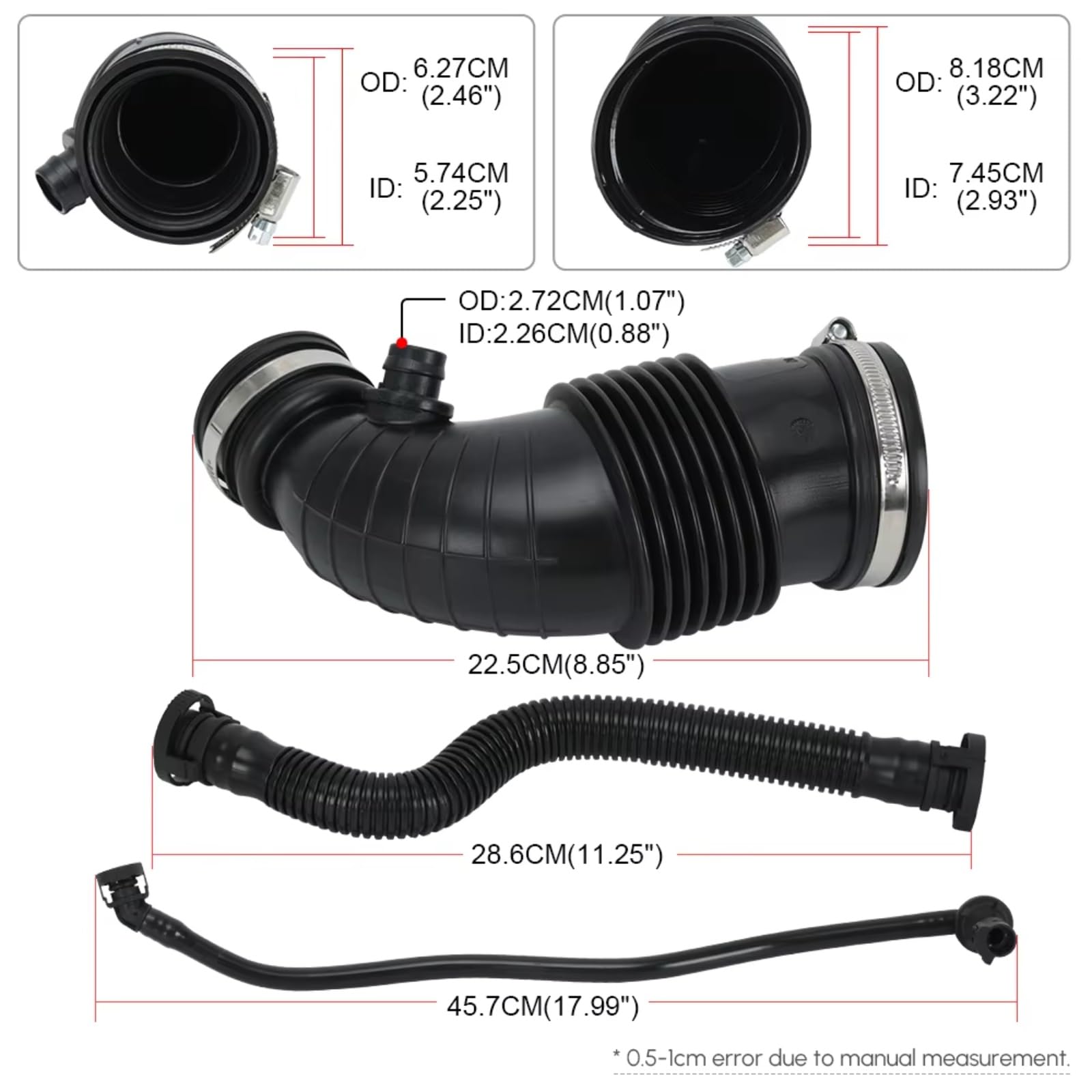 Compatible Con Para F20 F21 F30 Conducto De Aire Tubo Filtrado Manguera De Entrada De Aire Con Anillo De Acero 11157608144 11157614690 13717597586 Aire Frío Turbo Filtro Kit