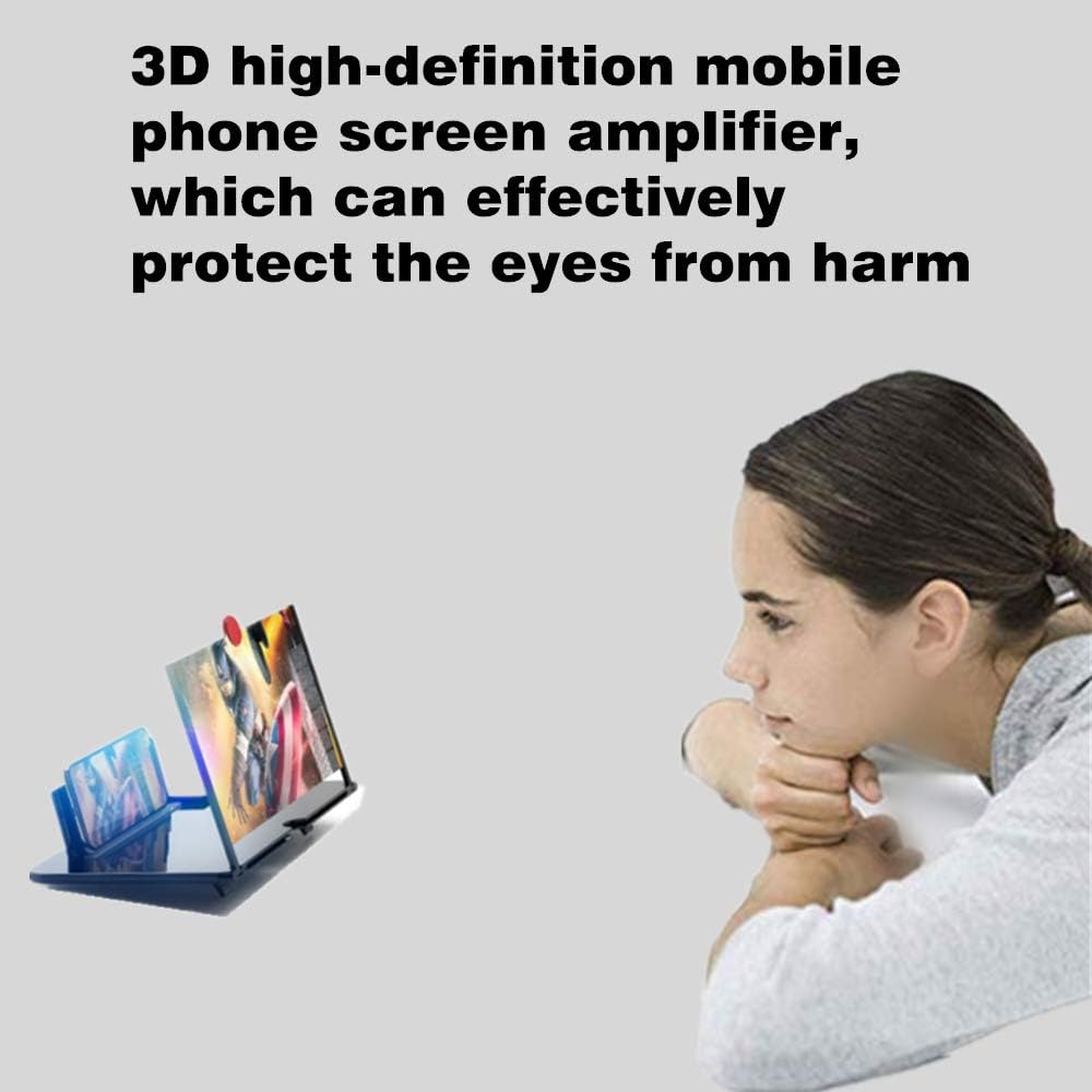 Screen Magnifier Amplifier, New Generation Phone Holder Screen Amplifier, 3D HD Video and Gaming Phone Projector-with Foldable Phone Stand, Supports All Smartphones