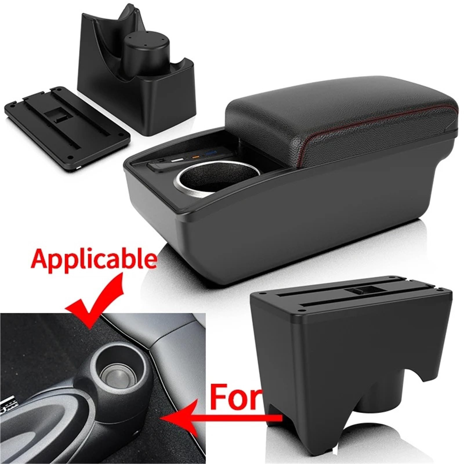 Mittelkonsole Auto Für MINI Für Cooper Für Countryman R50 R52 R53 R56 R57 R58 R60 F55 F56 F57 F60 Autoarmlehnenbox Nachrüst-Autozubehör Armlehnenbox Armlehnen Mittelkonsole(A2 Black line NO USB)