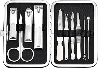 Manicure Pedicure Kit Nail Clippers Set Portable Stainless Steel Nail Scissors Set 10 Piece Manicure and Enhancer Tools Nail Care Tools with Luxurious Travel,Gr ()