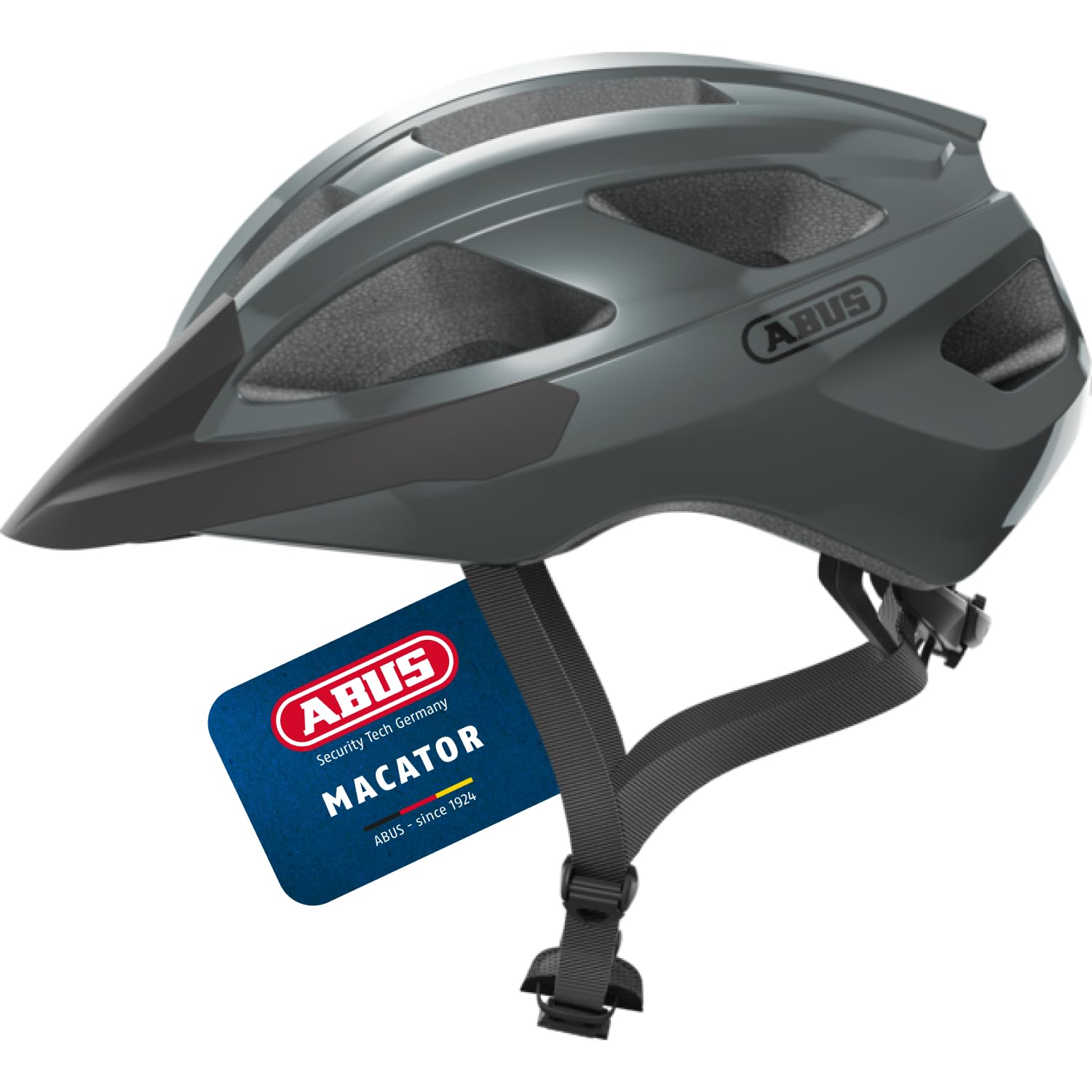 ABUS Rennradhelm Macator - sportiver Fahrradhelm für Einsteiger - auch für Zopfträger/-innen - für Damen und Herren - Grau Glänzend, Größe S