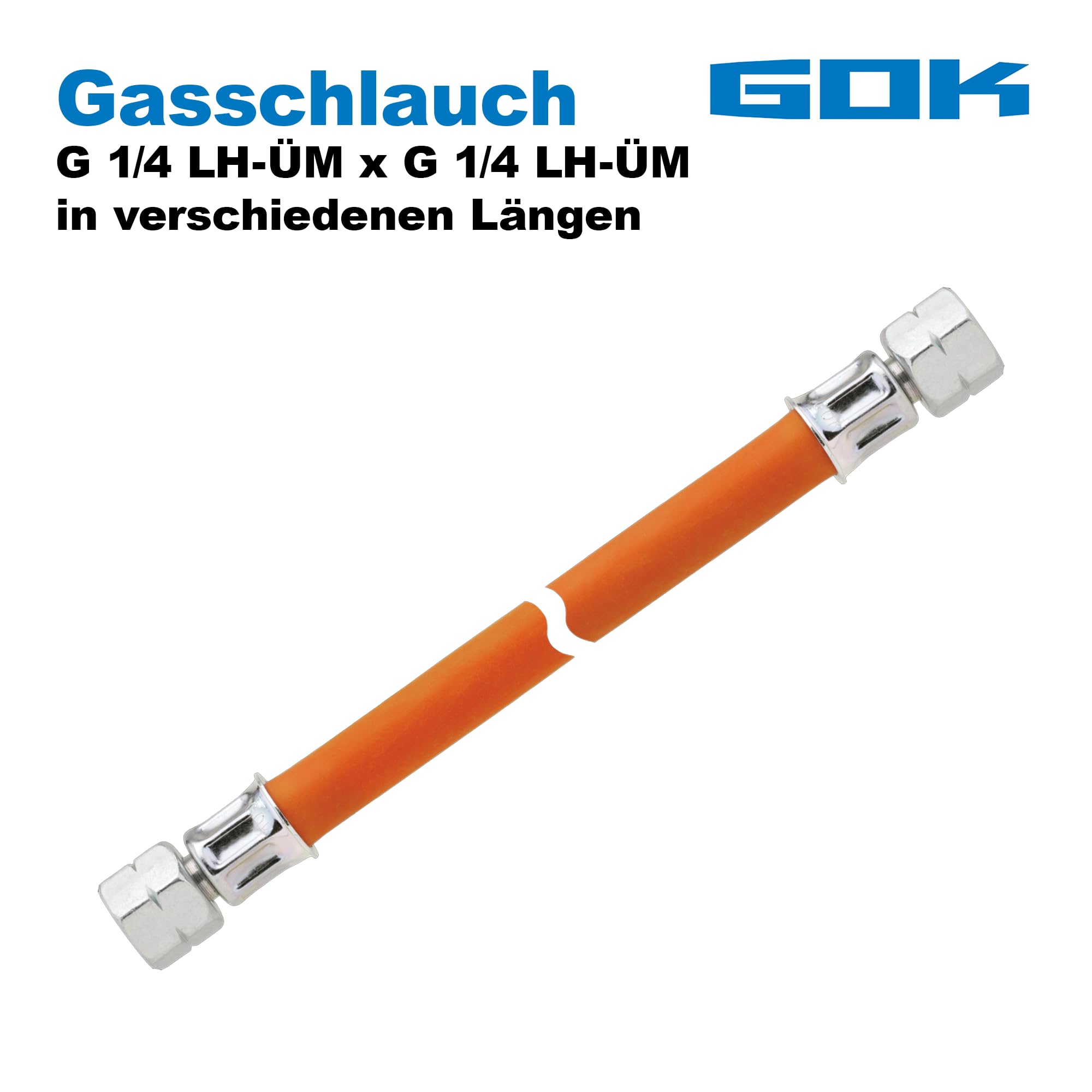 GOK Tubo del gas da 40 cm, 2 x 1/4", filettatura sinistra fino a -30 °C propano