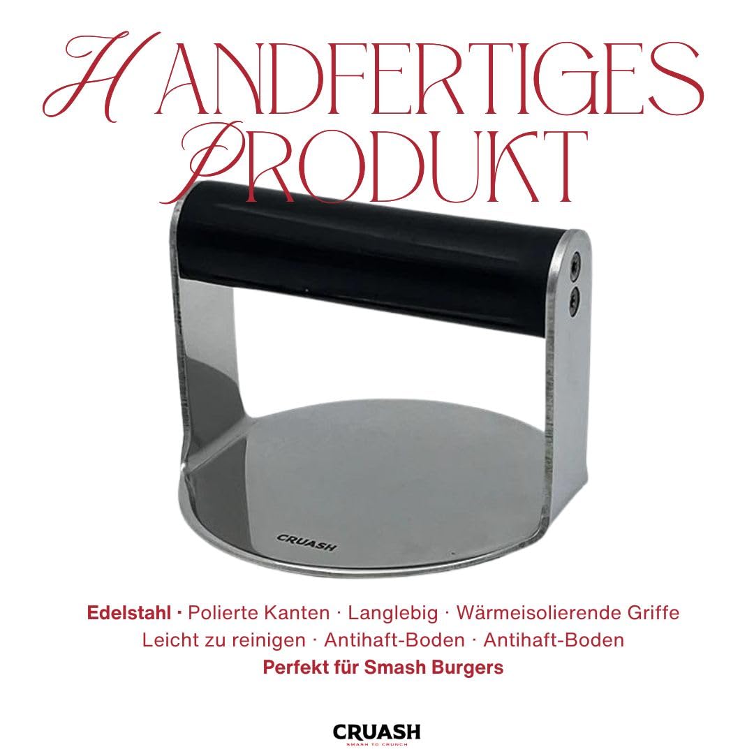 Cruash Burger Smasher, Smash Burgerpresse, Smasher, Burgerpresse Edelstahl, Professionell Edelstahl Smaher für Smash Burger (Lacy Smasher)