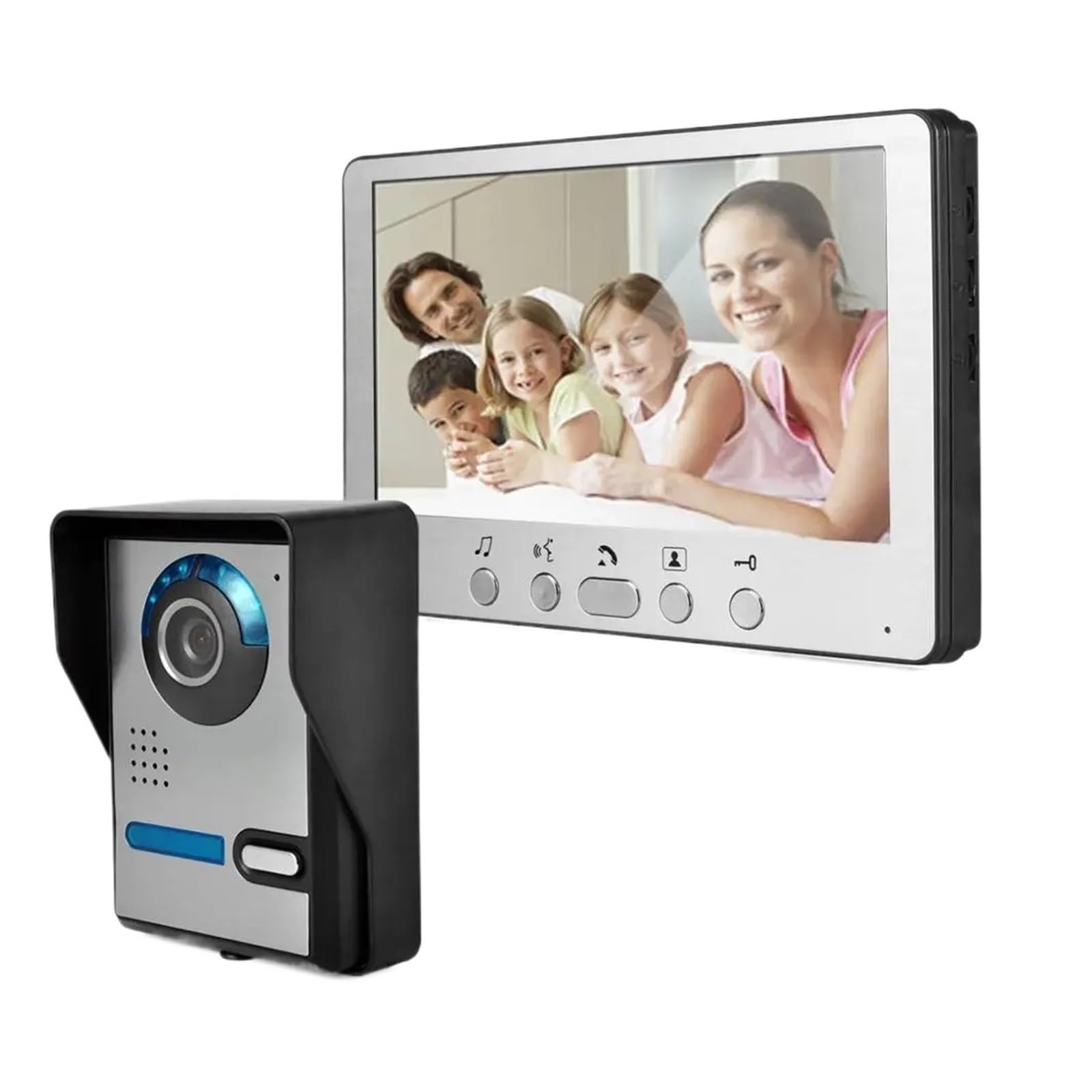 Videoportero con Cable De 7 ", Sistema Portero Automático, Timbre For Casa, Apartamento, Cámara Puerta IR Instalar En Un Momento(C Kit)