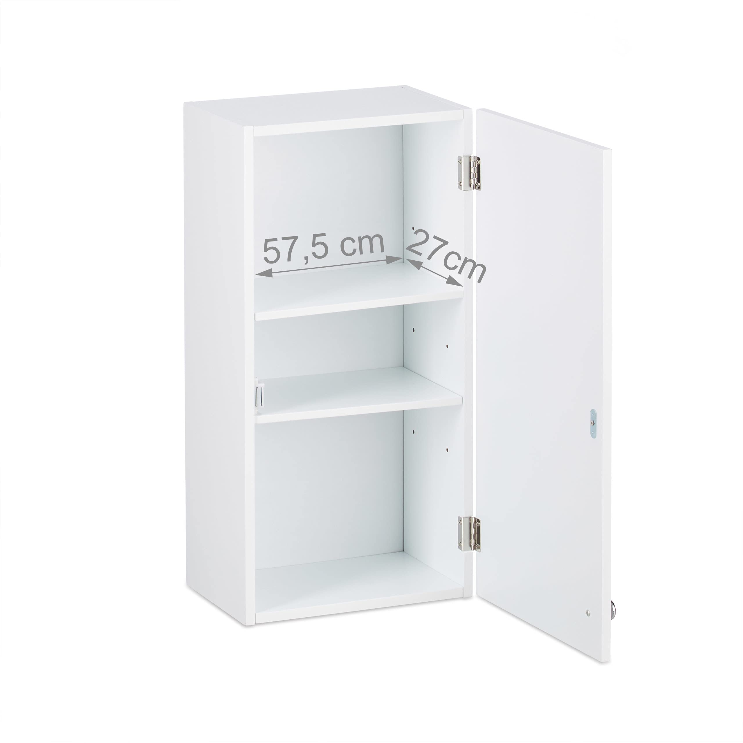 Relaxdays Pensile Bagno, Armadietto, Mobiletto, Design a Lamella, 2 Ripiani, Legno MDF, HLP: 60 x 30 x 20,5 cm, Bianco