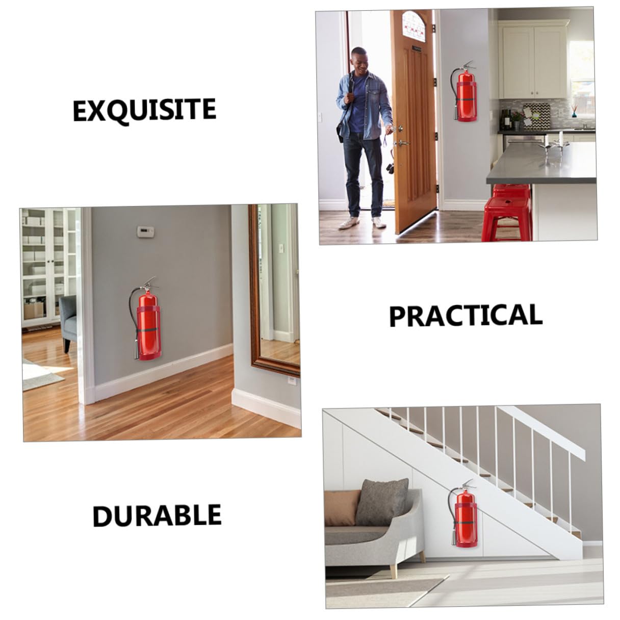 Soporte de Pared Resistente para Extintor de Incendios Rojo de Acero, Colgador Práctico y Pesado para Uso en Casa y Hotel