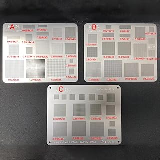 zmart 3個 ユニバーサル BGA リボール ステンシル 角穴 直接 加熱 テンプレート 携帯電話 ノートパソコン CPU ICチップ用 BGA リボール ステンシル テンプレート IC CPU 携帯電話 ノートパソコン チップ 修理 基板 半田付け フラックス リワーク はんだ ボール 加熱 リボーリング PCB SMT SMD リフロー 加工 修復