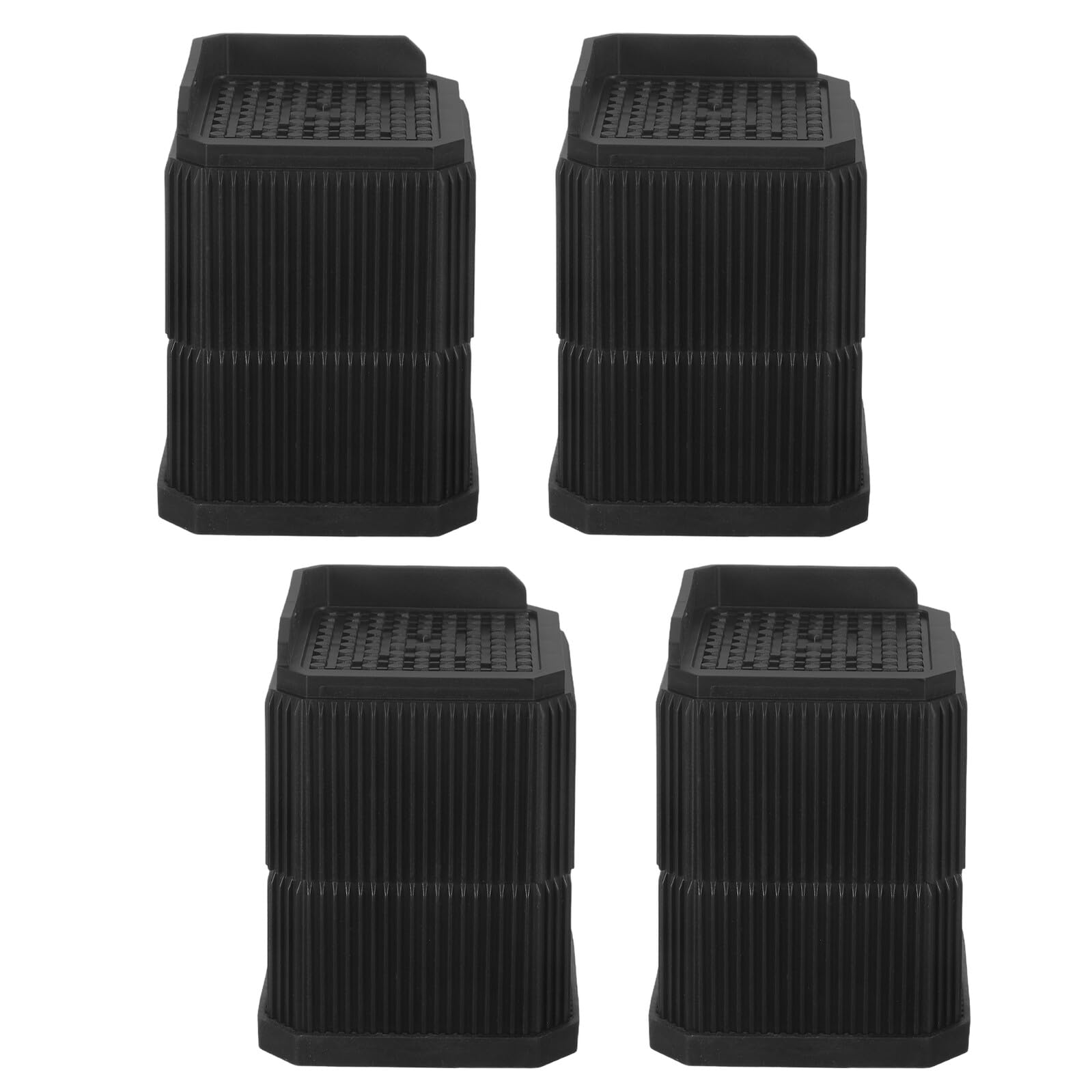 Rehausseurs de meubles STOBAZA de 9,5 cm : lot de 4 patins robustes en plastique noir pour lit