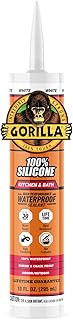 Gorilla 100% Silicone Caulk Kitchen & Bath Sealant, Mold Resistant, 10 oz. Cartridge, White