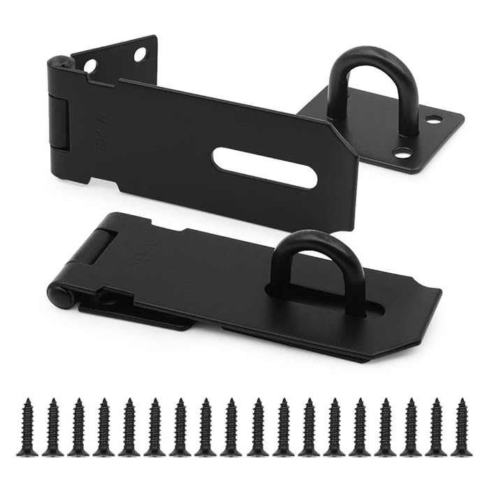 Buy 2 Sets Black Door Padlock Hasp and Staple with Screw, 4 Inches