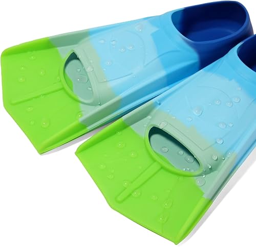 Miniatura 69 de Aletas de natación para niños, aletas cortas para niños y jóvenes, aletas de natación para entrenamiento de natación para niños, niñas, niños Azul,