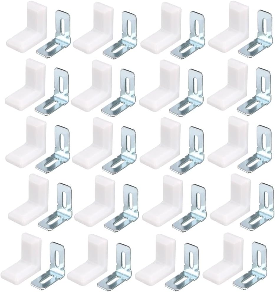 20 Sets Shelf 90 Degree Angle MLK Corner BrMLK s Supports White Silver Tone