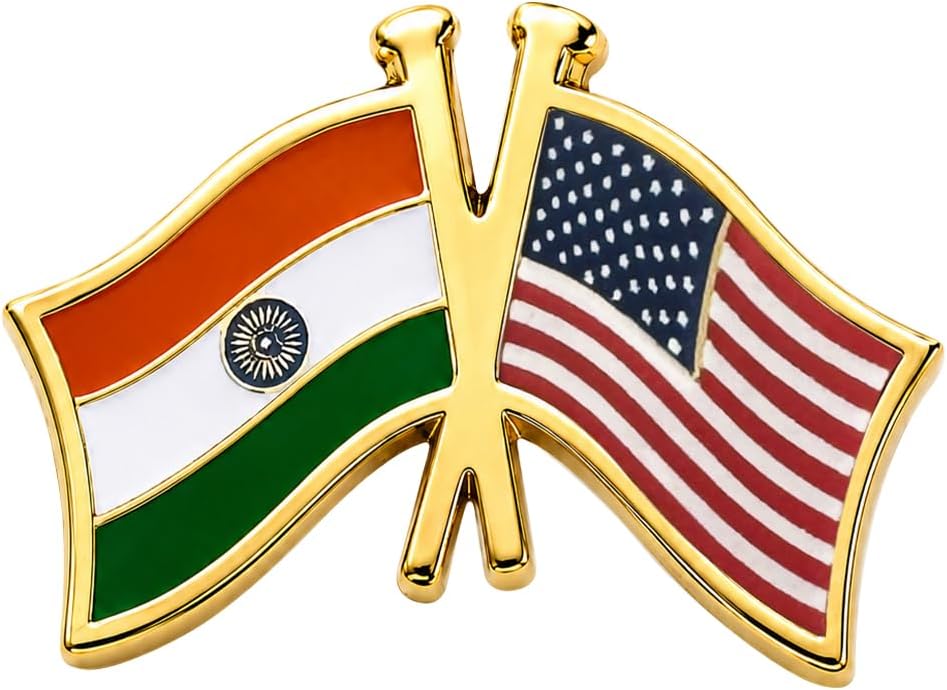 The Flag Corporation India-USA Cross Friendship Flag Brass Lapel Pin | Brooch, Badge, Clothing Accessories