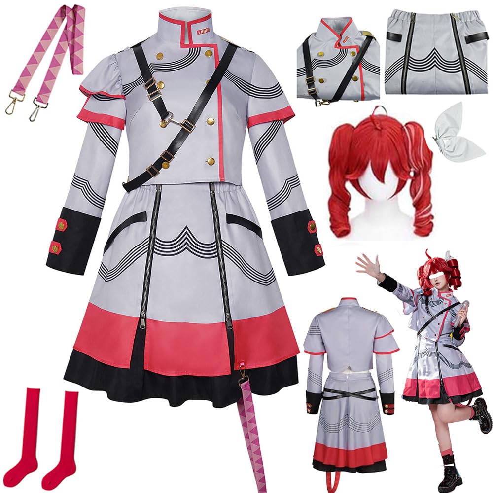 BAIJAHUXI Kasane Costume Outfit Kasane Dress Uniform Women Full Set Halloween (Grey, Large)