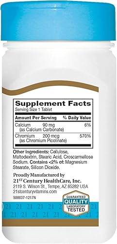 Miniatura 3 de 21st Century Picolinato de Cromo 200 mcg 100 Tabs
