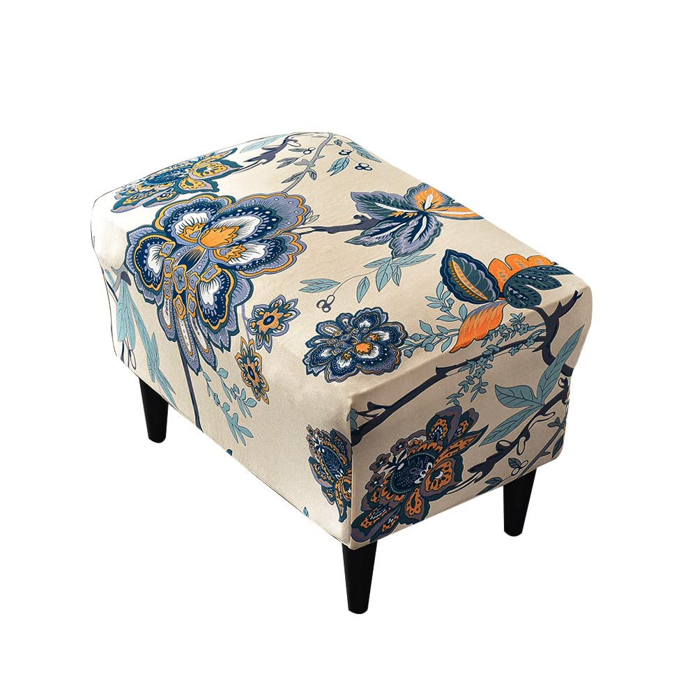 Highdi Ottoman Cover Rectangle Polyester Spandex, Stretch Footstool Slipcover, Stool Protector Cover with Elastic Bottom, Dustproof Removable Washable Footrest Pouffe Covers — image 1