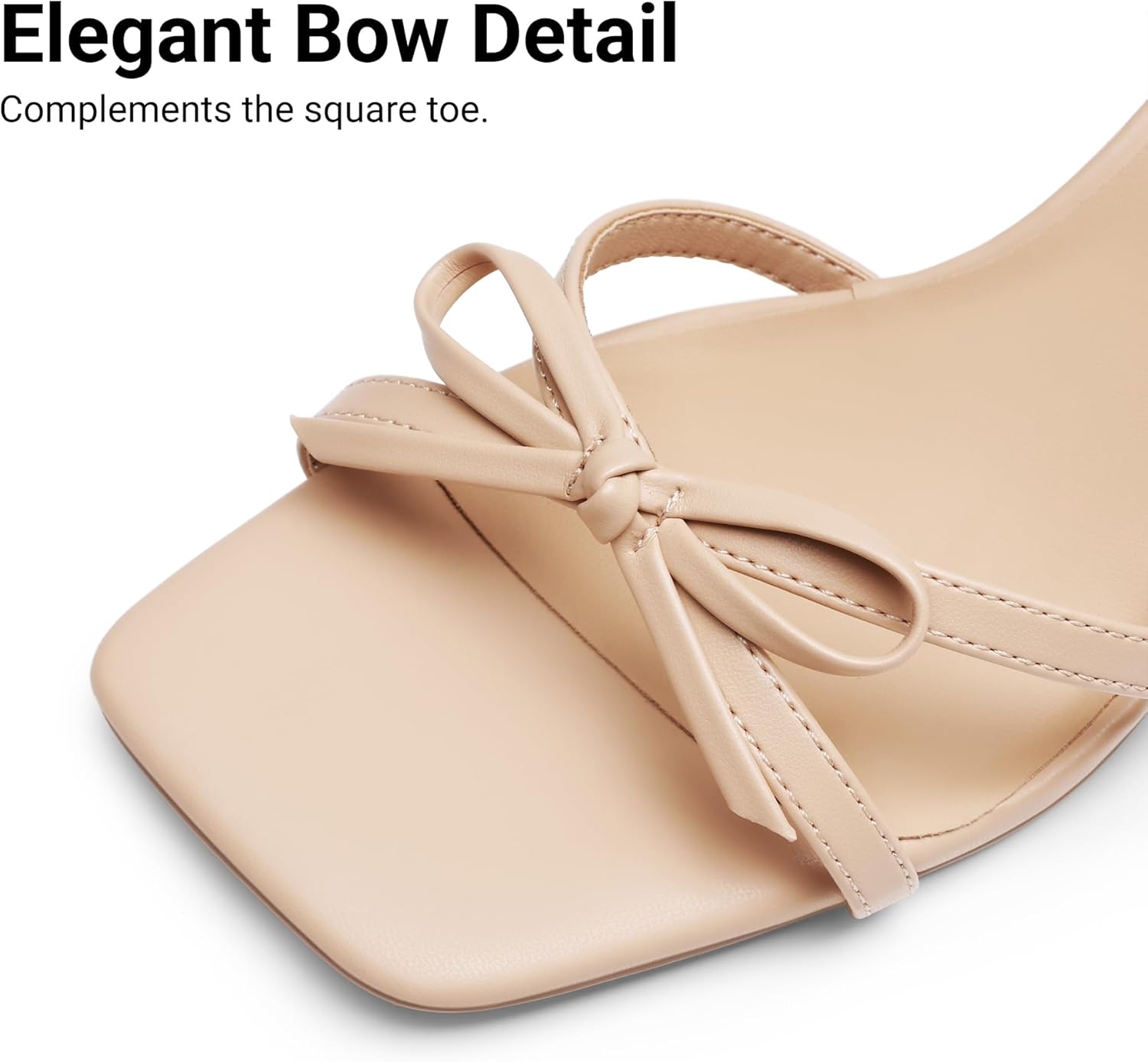 DREAM PAIRS Women's Bow Heels -Kitten Heels for Women, Square Toe Strappy Heeled Sandals, Elegant Wedding & Bridal Bownots Sandals for Formal & Special Occasions