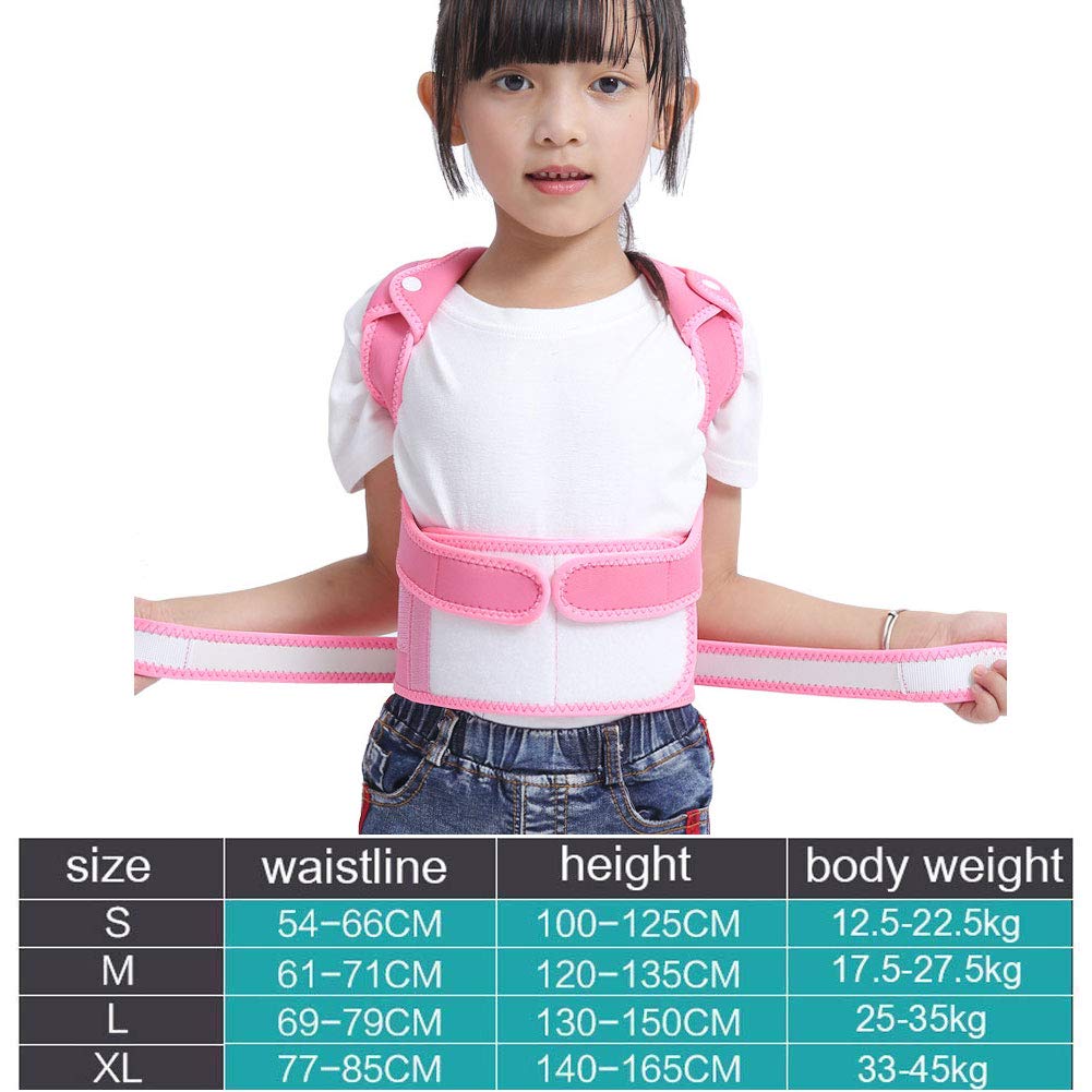Rückenkorrektur für Kinder - Verstellbare Wirbelsäulenstütze/Rückenstütze zur Verbesserung der Körperhaltung für die Korrektur von Kindern und Schlupf,Pink,XL