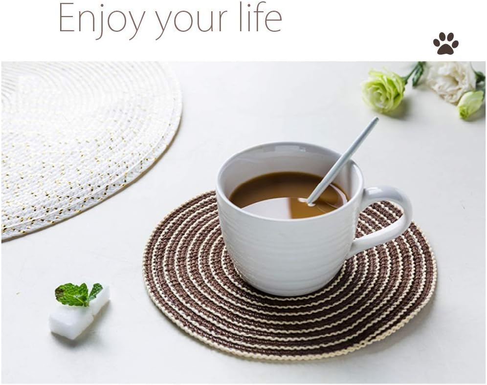 Set of 4 Round Placemats,Cafe Banquet Table Mat Pot Mat Salad Bowl Mat Decorative Mat Cloth Placemat Multicolor Place Ma